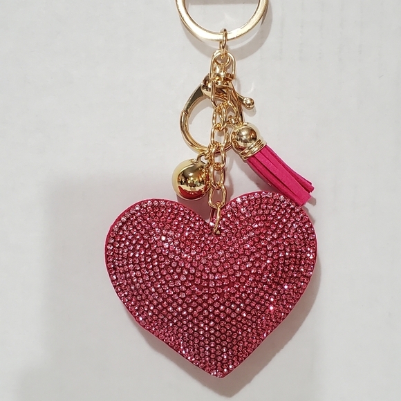 Bag Backpack Charms Heart Rhinestone Sparkle  Charms Keychain - Picture 4 of 10